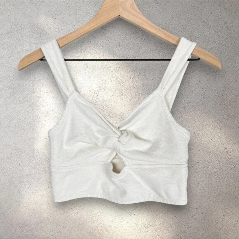 Madewell Knot Front Cutout Crop Tank Women’s S Lighthouse Sweetheart Minimalist - Picture 1 of 7